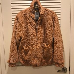 Cocoa Brown Teddy Bear Zip Up Jacket